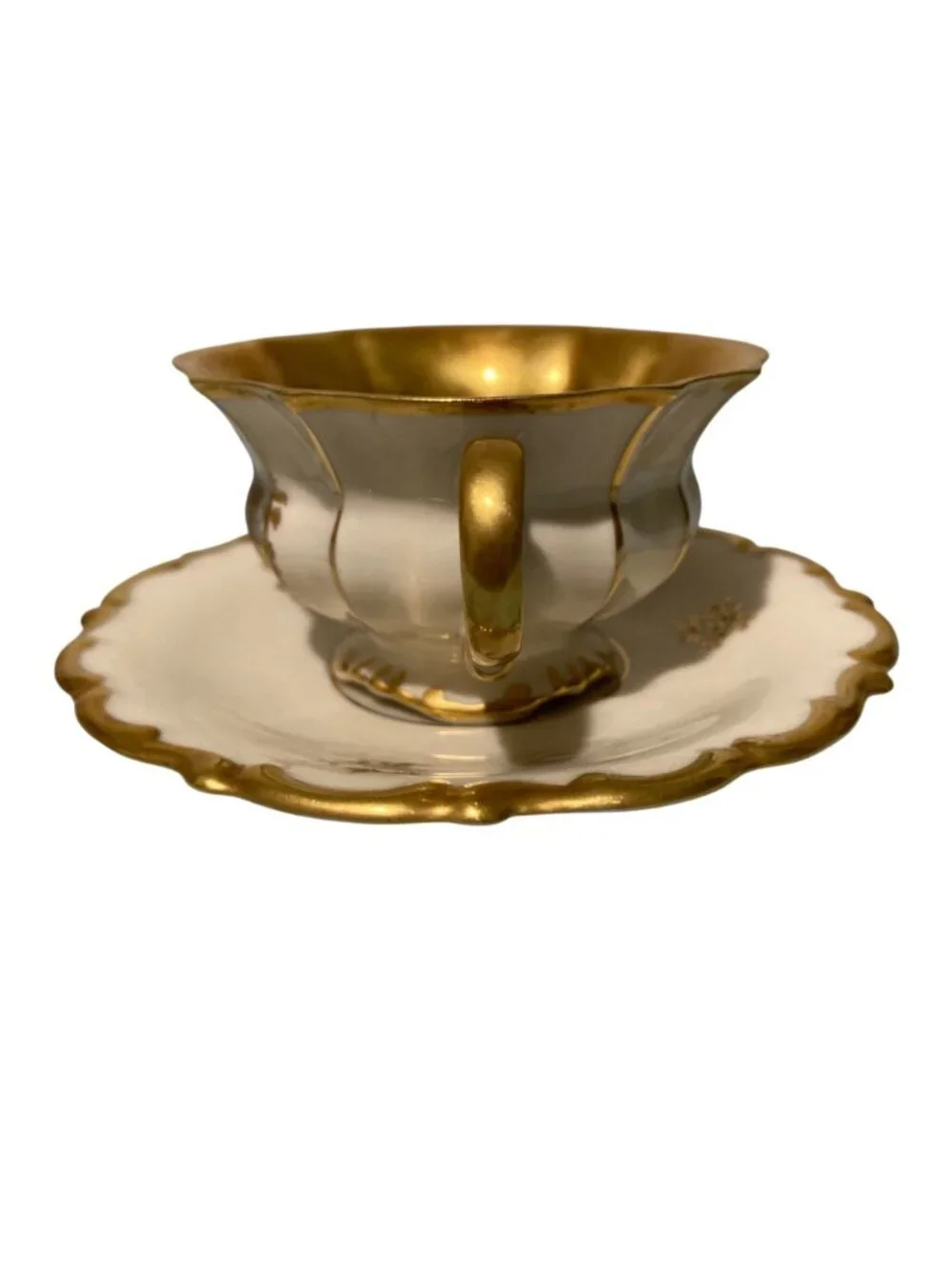 Lindner Keups Baroque Rocco Gold And White Courting Couple Demitasse Tea Cup